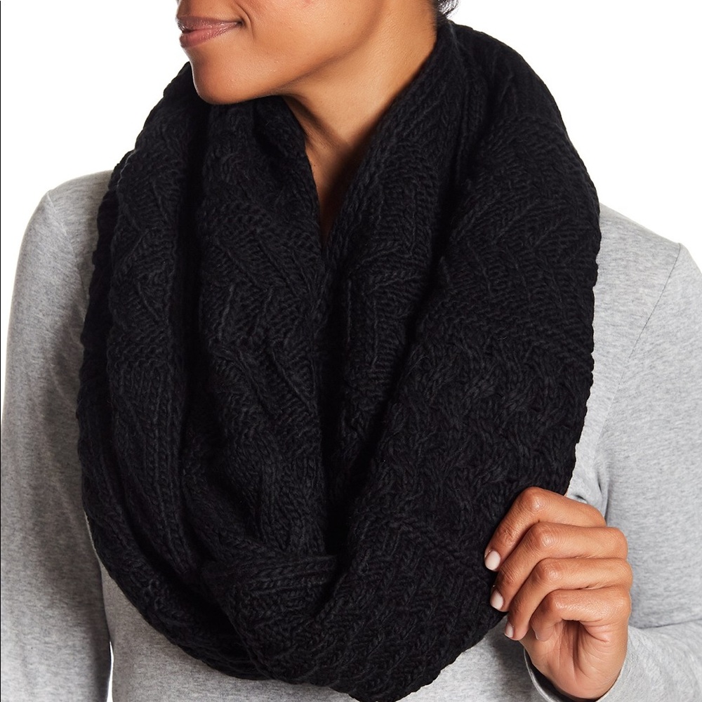 Black Pom Pom Infinity Scarf- NWOT